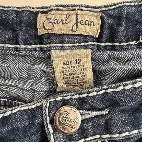 Earl Jean Women’s Size 12 Embellished Rhinestones Pocket Capri Denim Pants - Picture 3 of 12